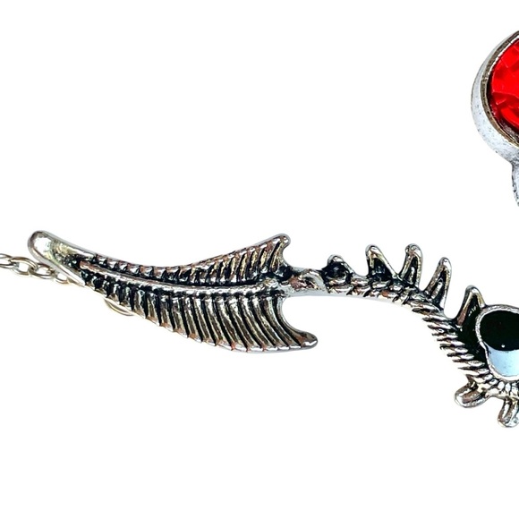 Goth Witchy Dragon Heart Crystal Pendant Necklace Halloween Cosplay - Picture 8 of 13